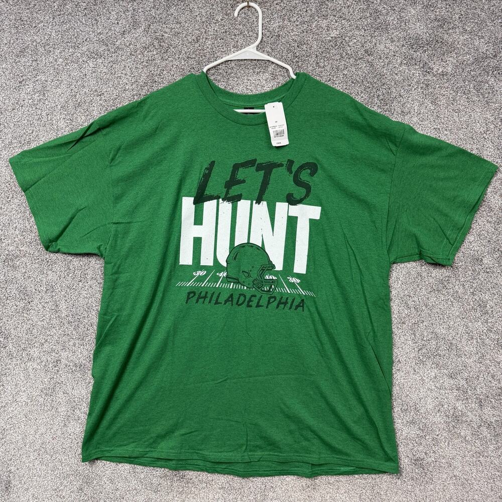 Gildan Shirt Mens 2XL Green Let's Hunt Philadelphia Football NFL Graphic Tee